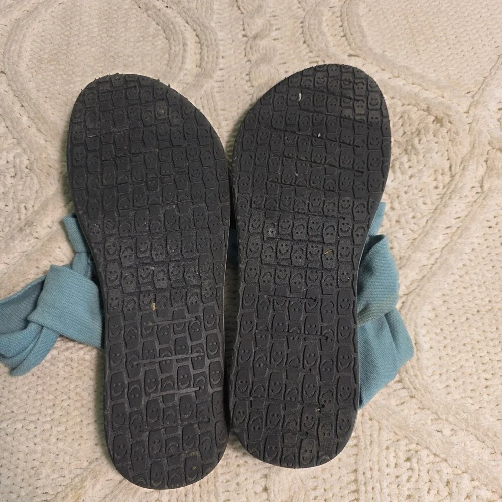 Sanuk‎ Yoga Sling 2 Sandals Blue Fabric Wrap Womens 9 Excellent